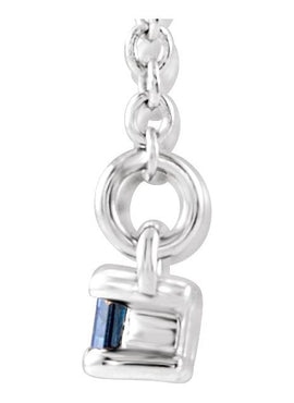 14K White Gold Natural Blue Sapphire & 1/6 CTW Natural Diamond Bar 16-18