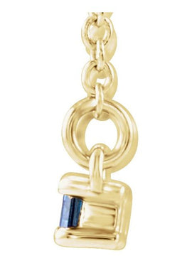 14K White Gold Natural Blue Sapphire & 1/6 CTW Natural Diamond Bar 16-18
