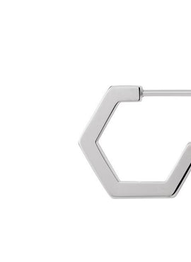 14K White Gold Geometric 12.6 mm Hoop Earrings