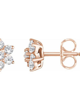 14K White Gold 3/8 CTW Natural Diamond Flower Earrings