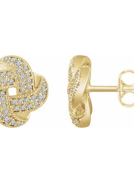 14K White Gold 1/3 CTW Natural Diamond Knot Earrings