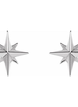 14K White Gold Star Earrings