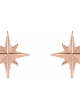14K White Gold Star Earrings