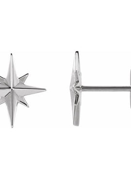 14K White Gold Star Earrings