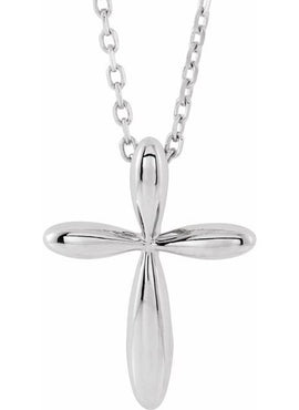 14K White Gold 14.65x11.2 mm Cross Pendant