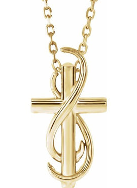 14K White Gold Cross Pendant
