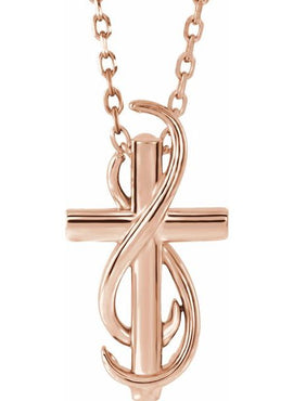 14K White Gold Cross Pendant