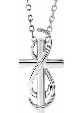 14K White Gold Cross Pendant
