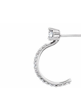14K White Gold Natural Aquamarine & 1/8 CTW Natural Diamond J-Hoop Earrings