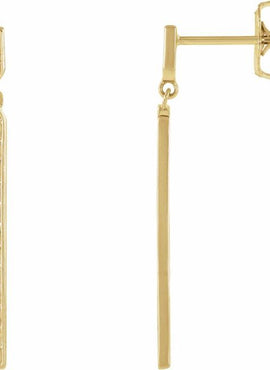 14K White Gold Sculptural Bar Earrings