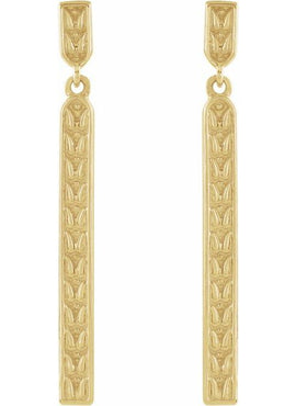 14K White Gold Sculptural Bar Earrings