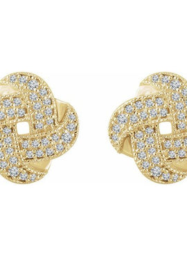 14K White Gold 1/3 CTW Natural Diamond Knot Earrings