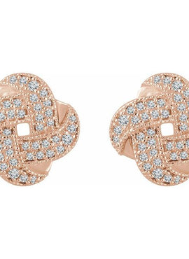 14K White Gold 1/3 CTW Natural Diamond Knot Earrings