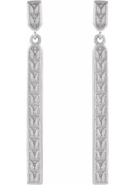 14K White Gold Sculptural Bar Earrings