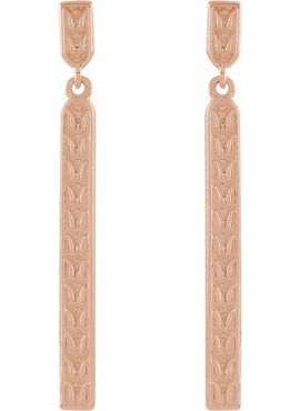 14K White Gold Sculptural Bar Earrings