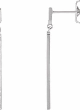 14K White Gold Sculptural Bar Earrings