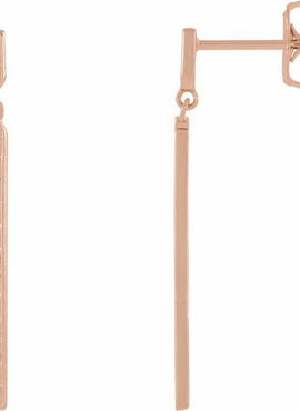 14K White Gold Sculptural Bar Earrings