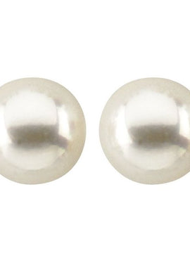 14K Yellow Gold 6 mm Cultured White Akoya Pearl Earrings