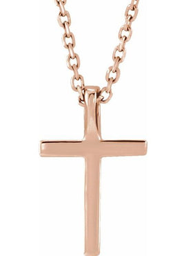 14K White Gold Natural Emerald Petite Cross 16