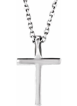 14K White Gold Natural Emerald Petite Cross 16