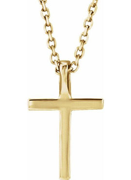 14K White Gold Natural Emerald Petite Cross 16