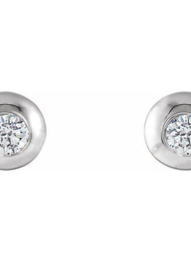 14K White Gold 1/8 CTW Natural Diamond Domed Stud Earring
