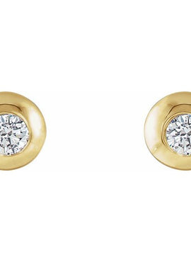 14K White Gold 1/8 CTW Natural Diamond Domed Stud Earring
