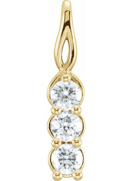 14K Yellow Gold 1/3 CTW Natural Diamond Three-Stone Pendant