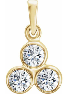 14K White Gold 1/10 CTW Natural Diamond Three-Stone Pendant