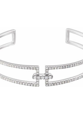 14K White Gold 3/4 CTW Natural Diamond Cuff 6