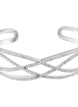 14K White Gold 3/4 CTW Natural Diamond Criss-Cross Cuff 7