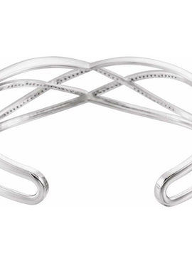 14K White Gold 3/4 CTW Natural Diamond Criss-Cross Cuff 7