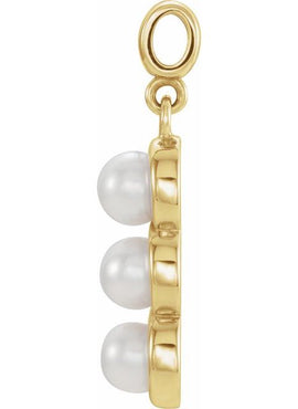 14K Yellow Gold Cultured White Freshwater Pearl Pendant
