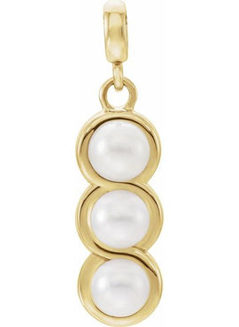 14K Yellow Gold Cultured White Freshwater Pearl Pendant