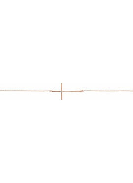 14K White Gold Natural Mozambique Garnet Sideways Cross 7-8