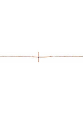 14K White Gold Natural Mozambique Garnet Sideways Cross 7-8