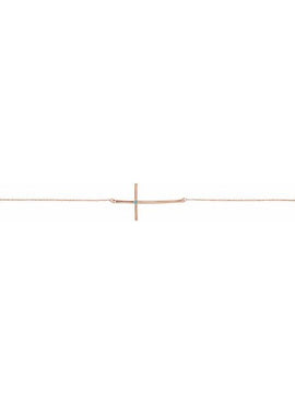 14K White Gold Natural Mozambique Garnet Sideways Cross 7-8