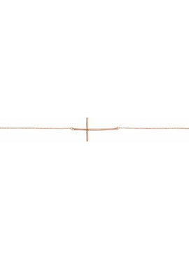 14K White Gold Natural Mozambique Garnet Sideways Cross 7-8