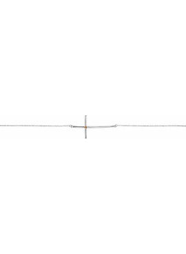 14K White Gold Natural Mozambique Garnet Sideways Cross 7-8