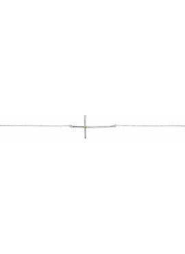 14K White Gold Natural Mozambique Garnet Sideways Cross 7-8