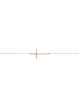 14K White Gold Natural Mozambique Garnet Sideways Cross 7-8