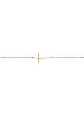 14K White Gold Natural Mozambique Garnet Sideways Cross 7-8