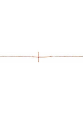 14K White Gold Natural Mozambique Garnet Sideways Cross 7-8