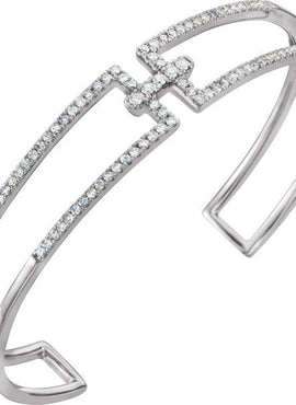 14K White Gold 3/4 CTW Natural Diamond Cuff 6