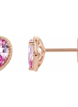 14K White Gold Natural Pink Sapphire Earrings