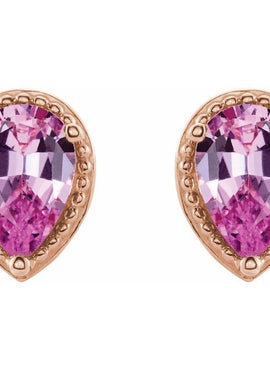 14K White Gold Natural Pink Sapphire Earrings