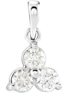 14K White Gold 1/3 CTW Natural Diamond Three-Stone Pendant