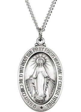 14K Yellow Gold 12x8 mm Oval Miraculous Medal