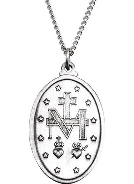 14K Yellow Gold 12x8 mm Oval Miraculous Medal