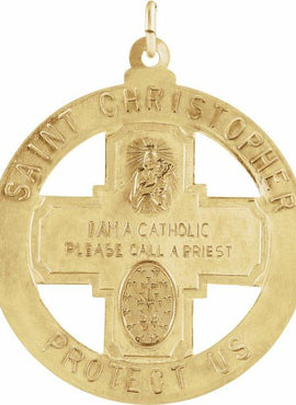 14K Yellow Gold 33 mm St. Christopher Four-Way Air, Land & Sea Medal